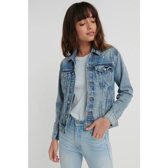 Lucky brand the tomboy trucker denim button up jacket stretch XS winter jean - Picture 2 of 9